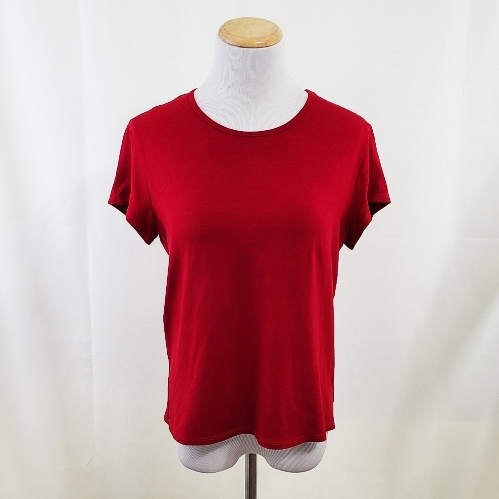 Eileen Fisher red short sleeve tee viscose blend Crew Women's size small